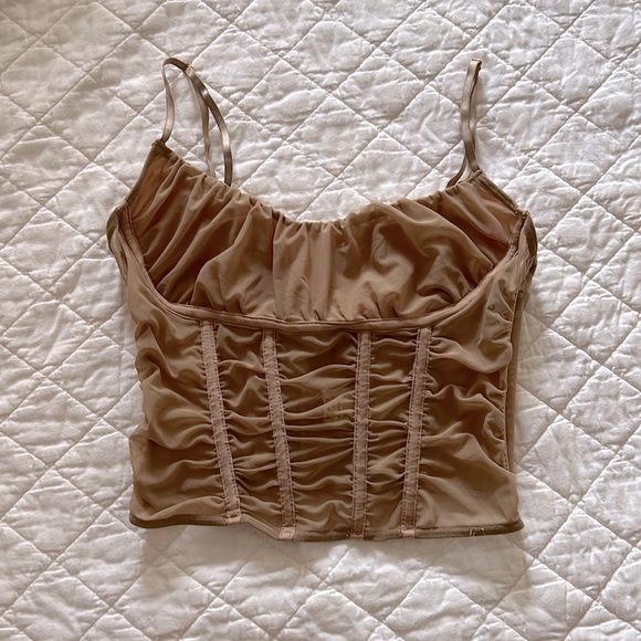Tops - Adorable mesh taupe beige corset crop top bustier